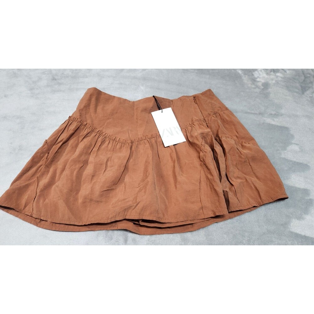 Zara Women's Size Medium Brown Pleated Mini‎ Skirt NWT